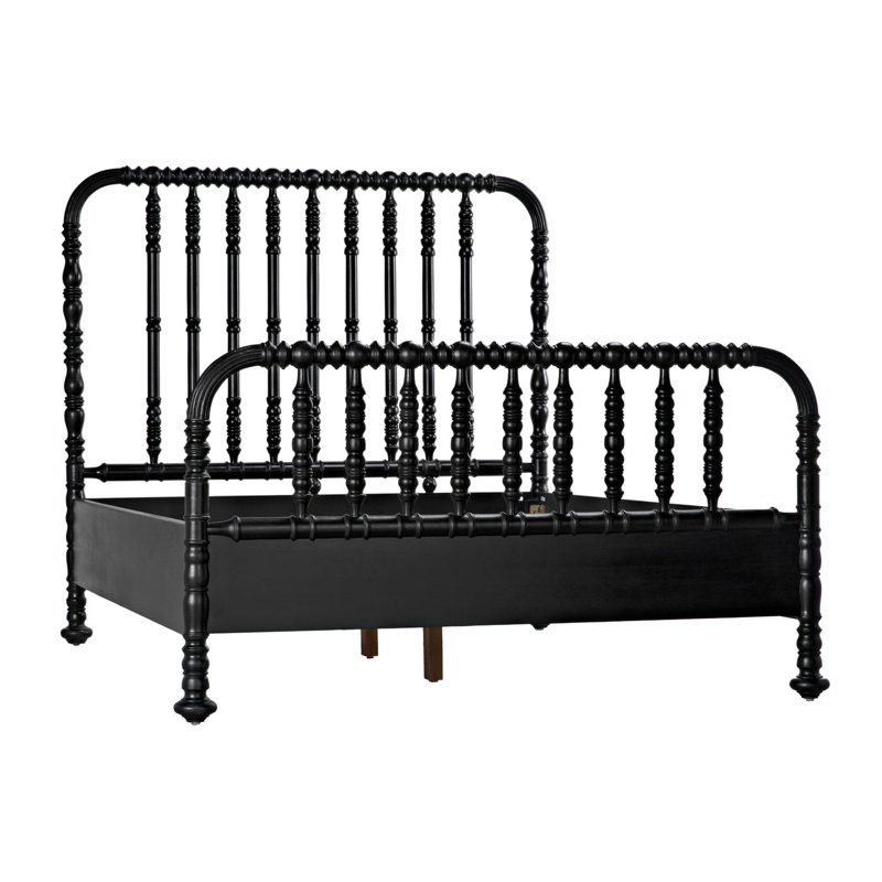 Bachelor Solid Wood Bed, Queen, Hand Rubbed Black