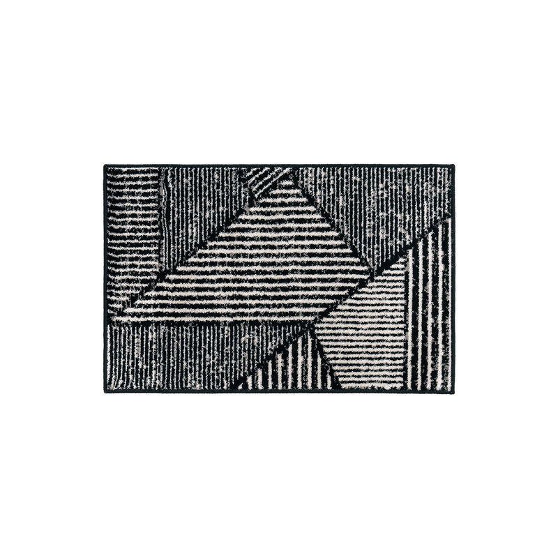 Tapis contemporain délavé à motif géométrique, Rectangulaire 2 pi x 3 pi