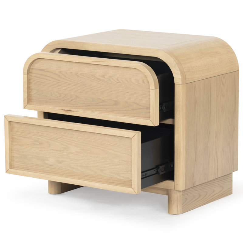 Table de chevet 2 tiroirs Tosheba, Naturel