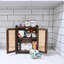 Armoire de rangement en bois avec portes en rotin et tablettes amovibles