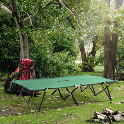 2 Person Folding Camping Cot For Adults, 50" Extra Wide Outdoor Portable Sleeping Cot With Carry Bag, Elevated Camping Bed, Beach Hiking, Green