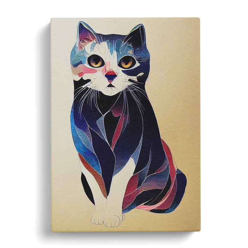 Cat In Watercolour No.1 - Wrapped Canvas, 76cm H x 50cm W