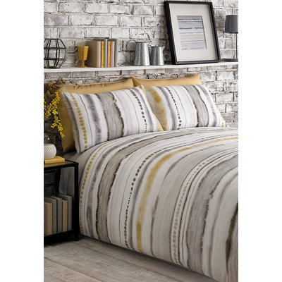 Latita Grey/White Plain Weave Duvet Cover Set