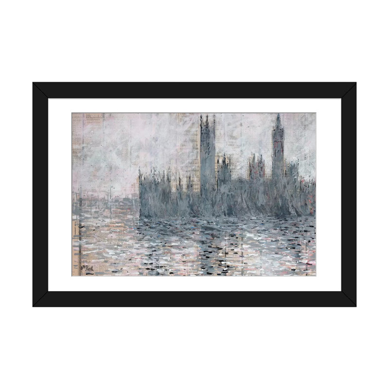 « westminster gray », reproduction sur toile, Papier d'art encadré noir, Blanc, H 16 po x l 24 po x P 1 po