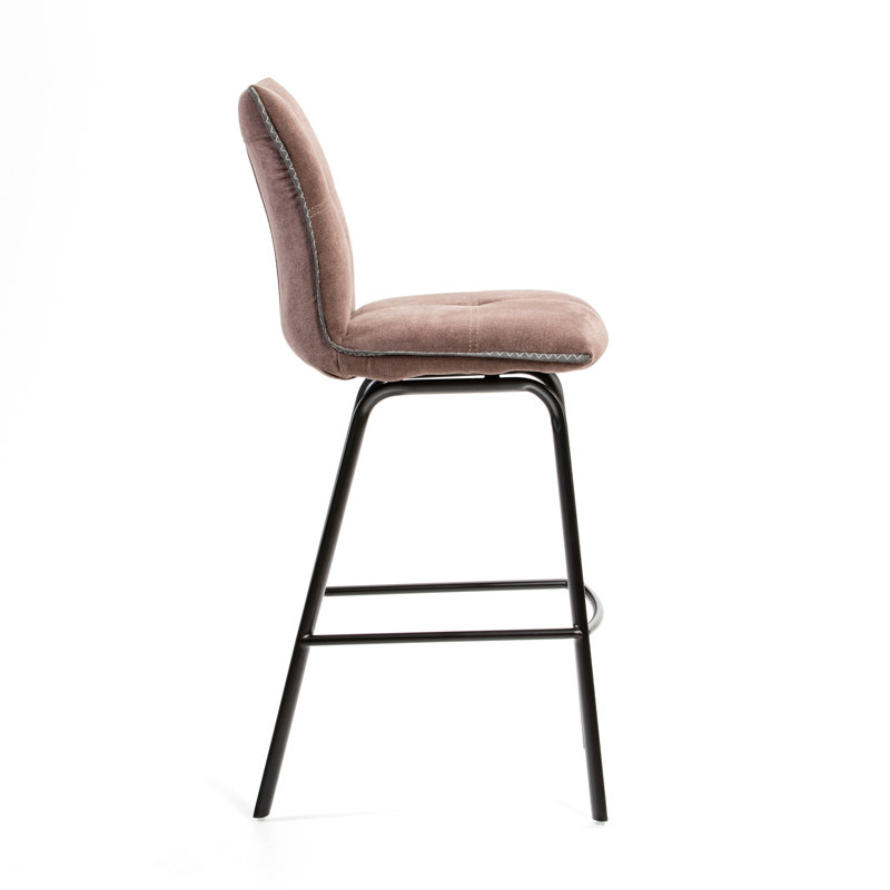 Hurtado Upholstered Counter Stool with Metal Frame, Brown