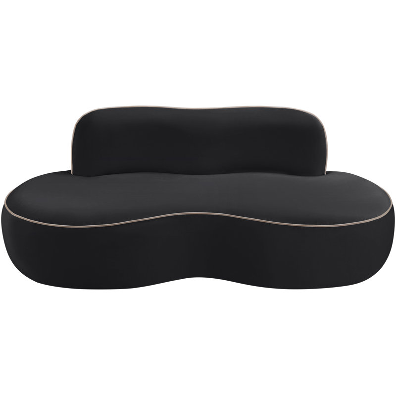 Causeuse rembourrée en velours 77 po Swerve, Velours noir