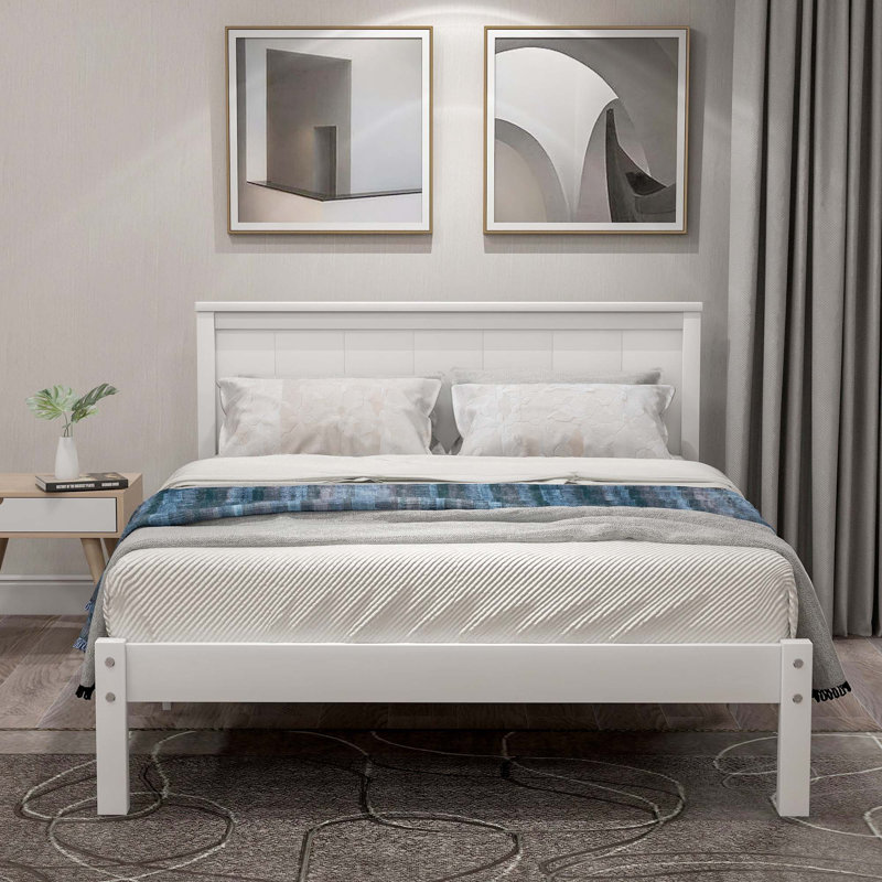Shauna Solid Wood Slat Bed, Full/Double, White