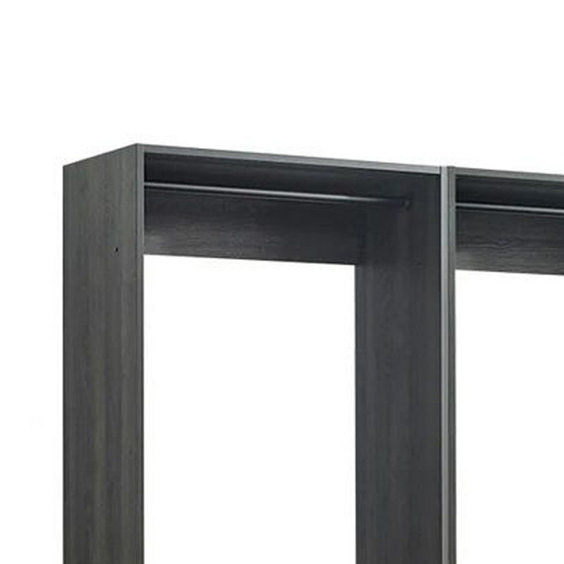 Système d'organisation modulaire autoportant Dee, 6 tablettes, 2 tringles, gris