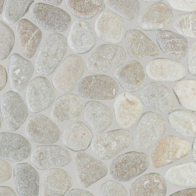 Kansas 12" x 12" Natural Stone Pebbles Mosaic Wall & Floor Tile, Tan