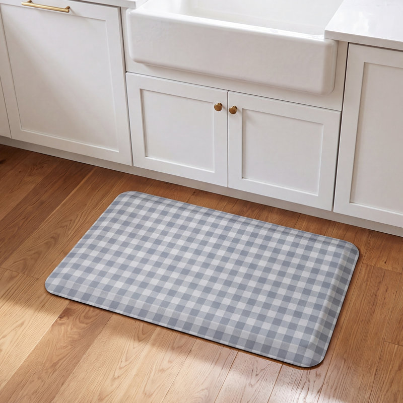 Anti-Fatigue Kitchen Comfort Mat, Cottage Check Pattern In Blue, Blue, 20" x 32"