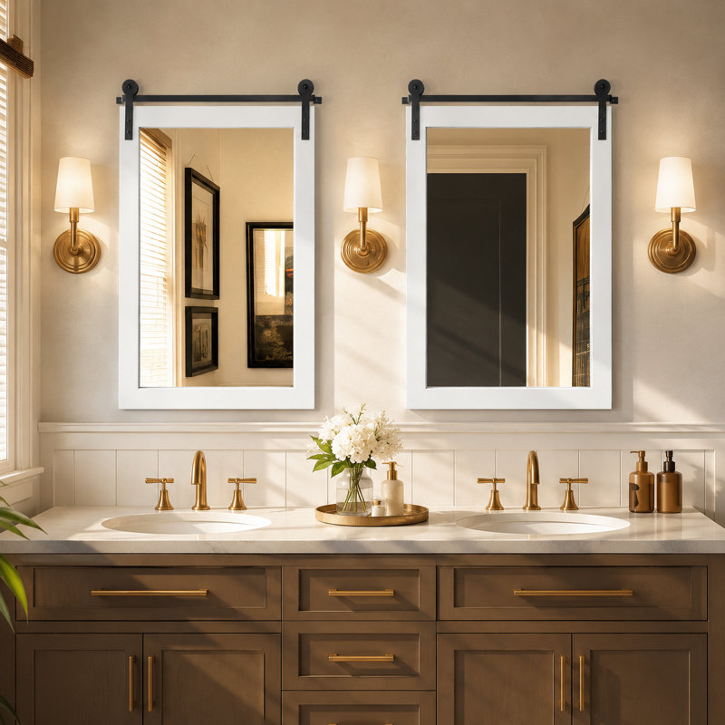 Miroir mural brunilda, 26 po x 40 po, Blanc