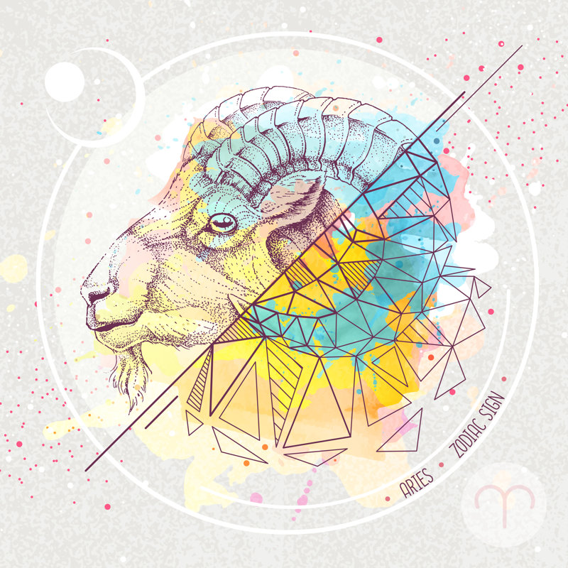 Signe du zodiaque Aries - impression sur toile tendue, H 12 po x l 12 po