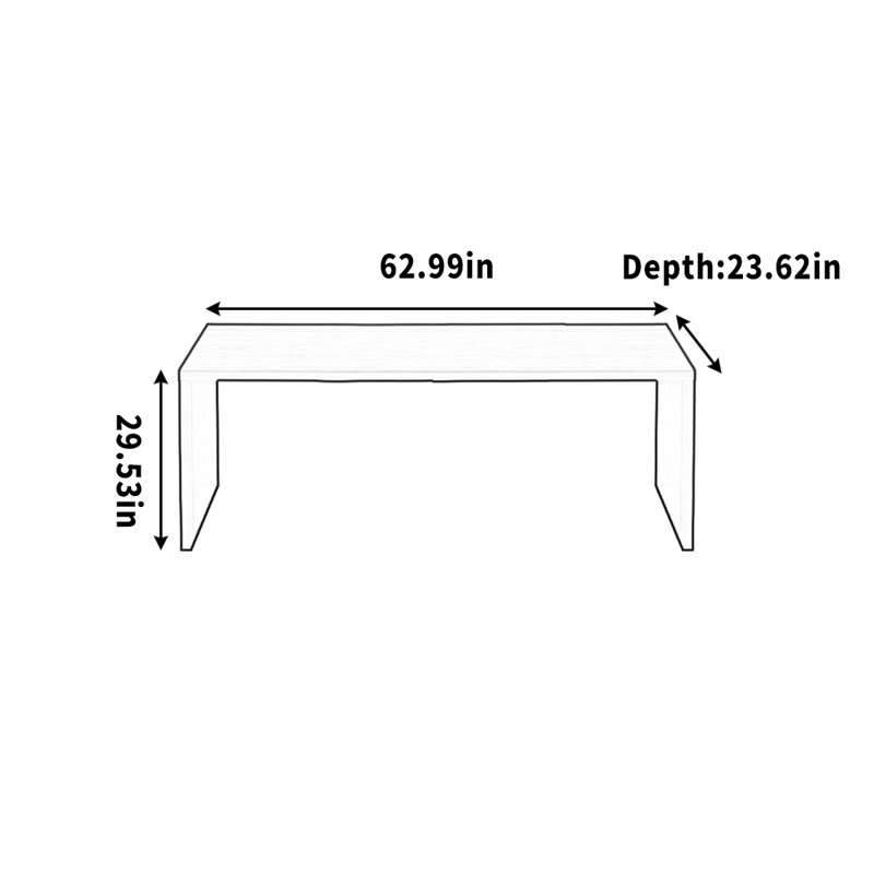 Bureau d'écriture, H 29,53 po x l 62,99 po x P 23,62 po