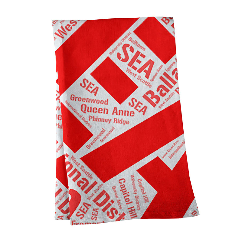 Cotton Tea Towel Kitchen Towel, Red, Seattle