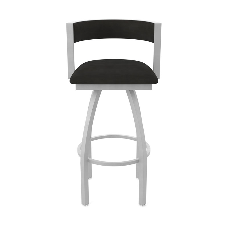 Tabouret Artémis, Tabouret de bar (siège d'une hauteur de 30 po), Nickel anodisé, Vinyle - espresso Canter