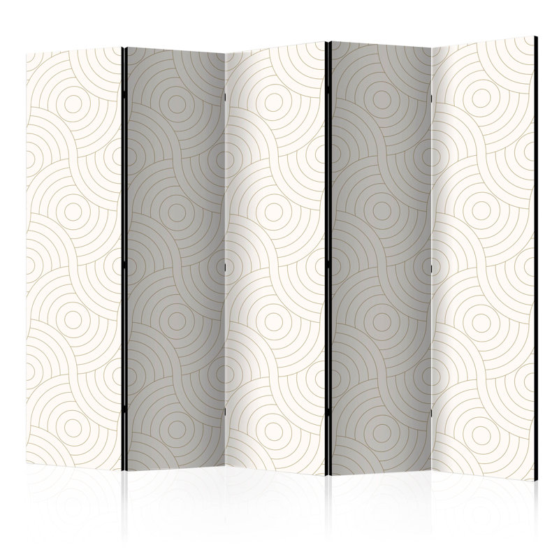 Hancotte 225cm W x 172cm H 5 - Panel Solid Wood Folding Room Divider