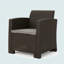 Ensemble de 2 fauteuils club d'extérieur en faux osier brun avec coussins imperméables beiges-866649668