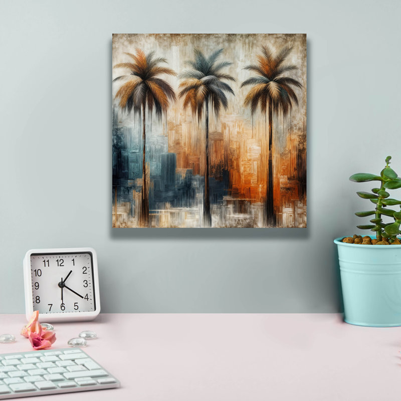 «Three Palms» par Rey Klimt, art mural sur toile, H 12 po x l 12 po x P 0,75 po