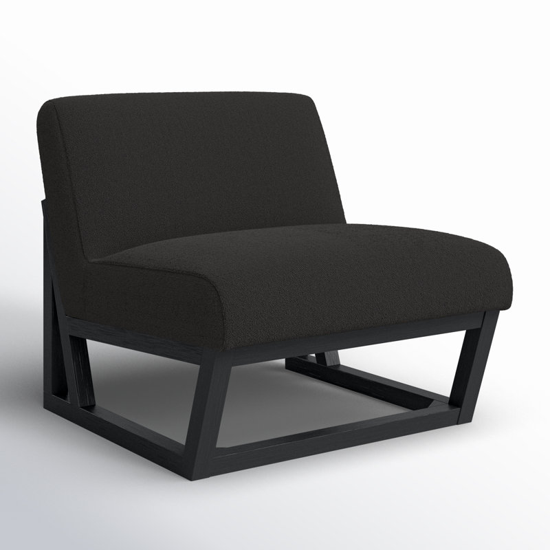 Decollete Upholstered Chair, Black, Black Boucle
