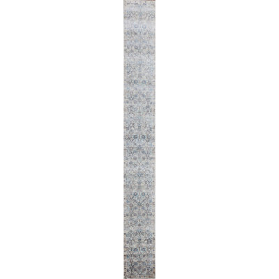 Hand Knotted Oriental Area Rug in Beige/Blue/Gray