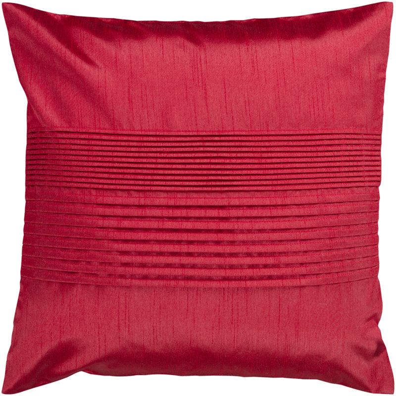 Coussin décoratif carré plissé Daquaries, 22 po x 22 po, Rouge, Polyester