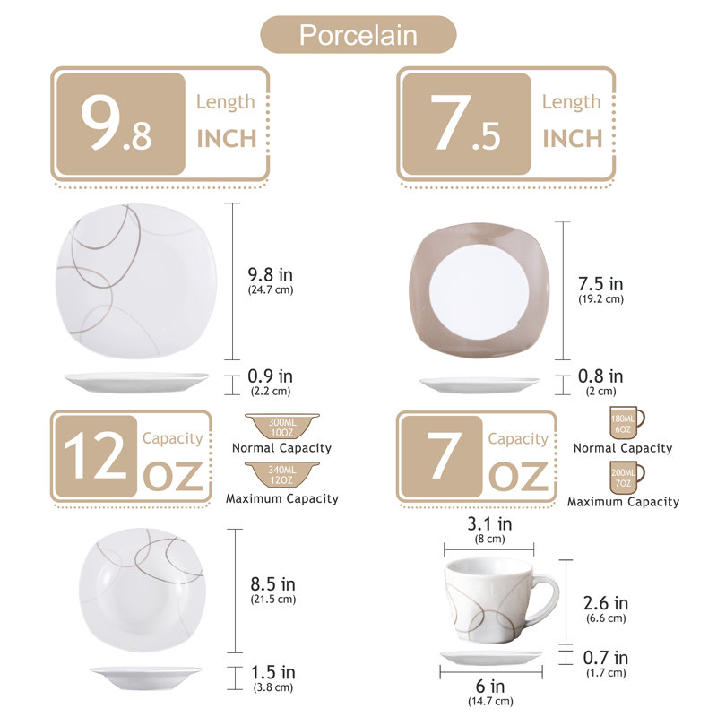 Ceramic Dinnerware Set 60 Piece - Service for 12