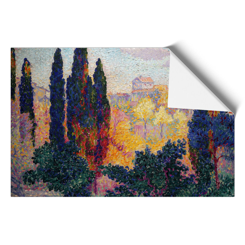 Cypresses by Henri-Edmond Cross - Painting, 42cm H x 59cm W x 0.1cm D, No Frame Paper