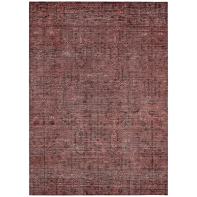 5' X 8' Orange And Copper Southwestern Washable Indoor Outdoor Area Rug