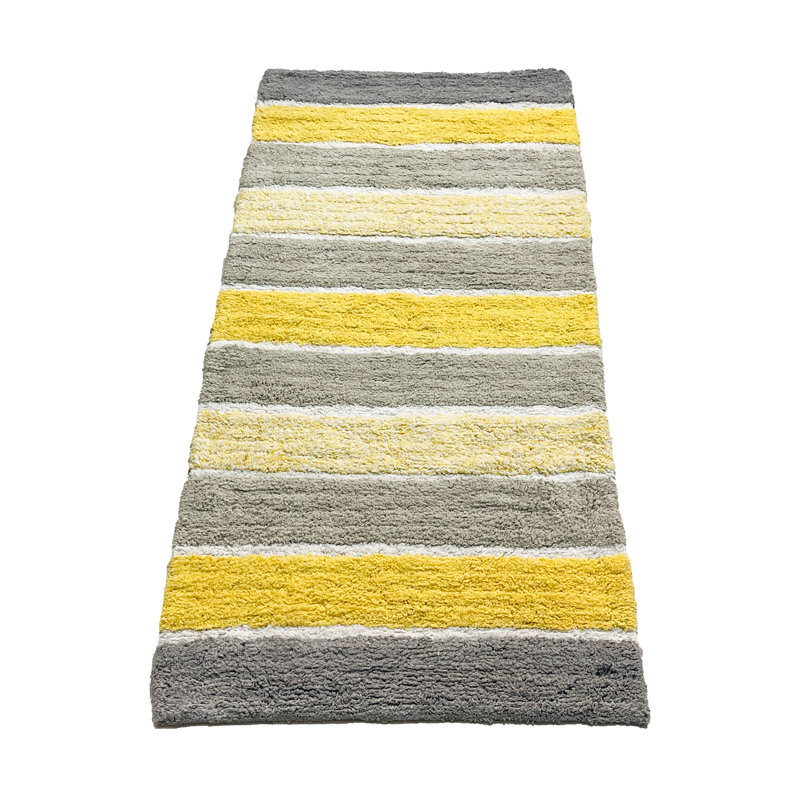 Tapis pour salle de bain Cervantez, Jaune / gris, L 24 po x L 60 po