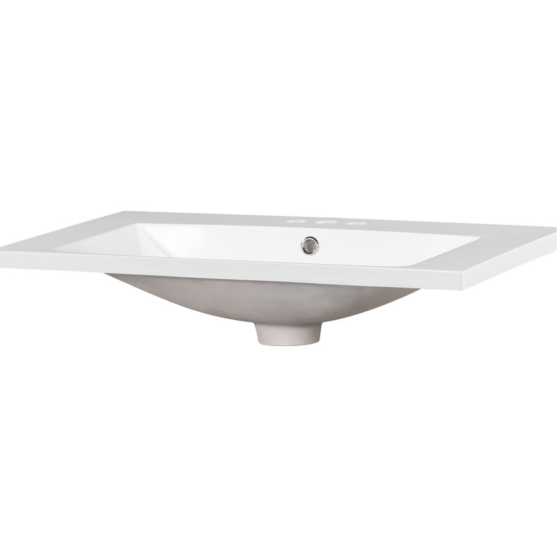 Dessus de meuble-lavabo simple 30 po. Fabriqué en résine, solide et fiable. 3 trous. Surface lisse pour une hygiène facile d'entretien. Pour les armoires. Blanc. Largeur de 18,42 po, hauteur de 6,68 po.