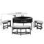 Table basse à plateau relevable moderne avec rangement et 3 repose-pieds blanc et noir