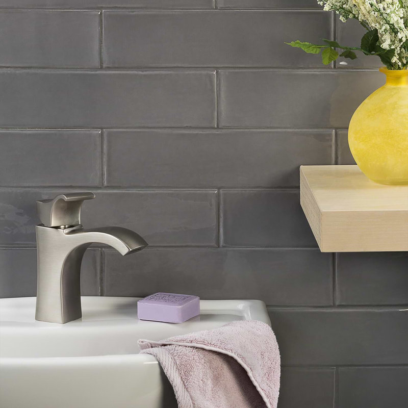 Manchester 3x12 Glossy Ceramic Subway Tile, Charcoal Gray