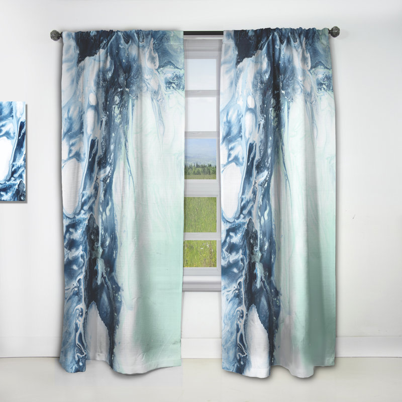 Art liquide bleu et vert - Rideau moderne - Velours obscurcissant - 1 panneau, L 52 po x L 108 po