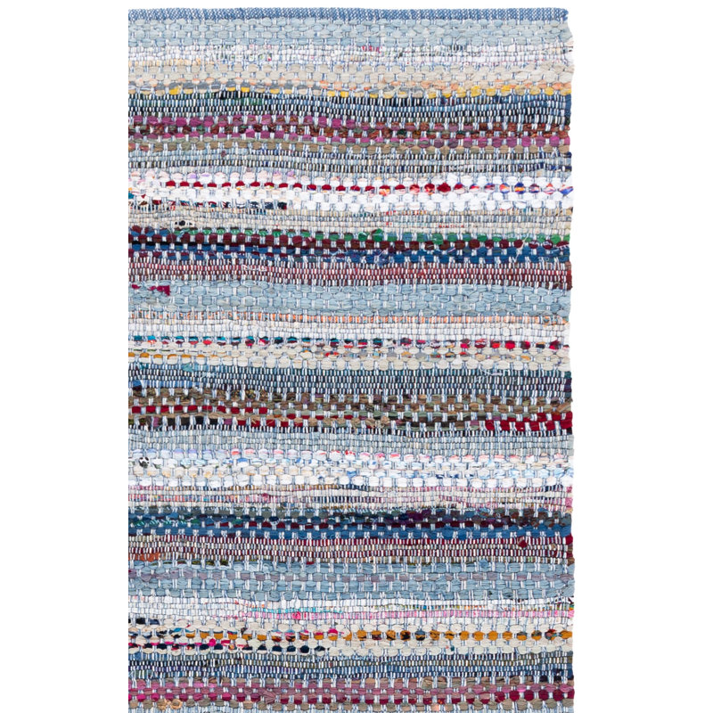 Vesey Hand Woven Cotton Striped Rug, Rectangle 8' x 10'