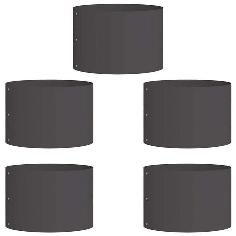 Garden Planters 5 Pcs 20 Cm Steel, Black, 20cmH x 30cmW x 30cmD