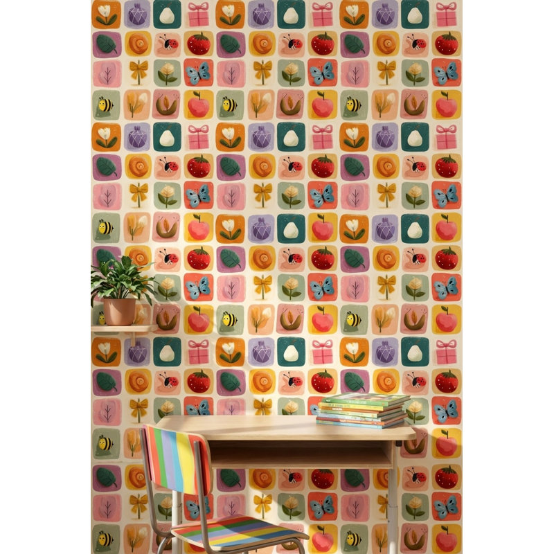 Whimsical Illustration Wallpaper Playful Eclectic Wall Mural