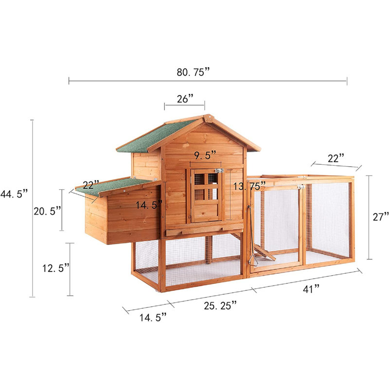 Fortson 12.2 Square Feet Chicken Coop with Chicken Run For Up To 3 Chickens