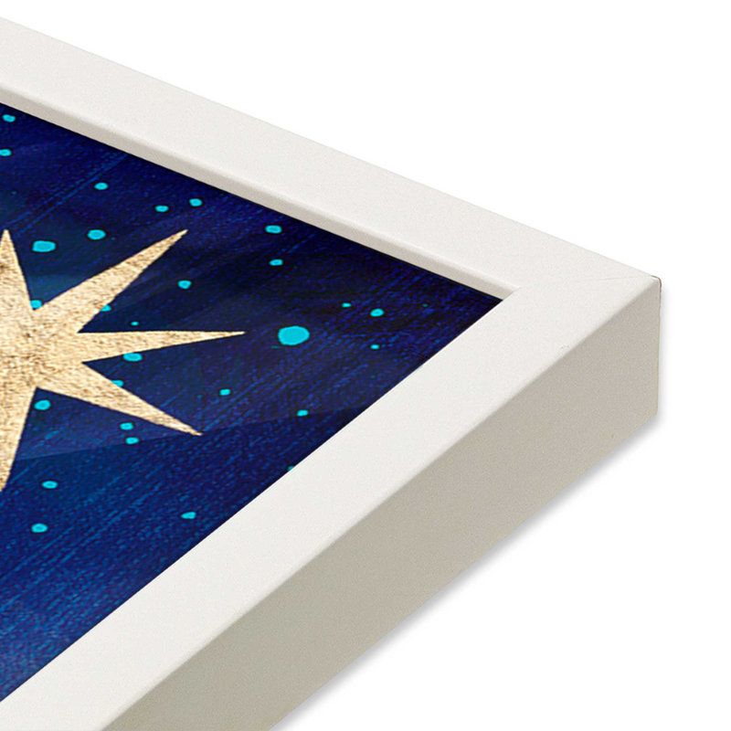 Crèche de la nuit avec imprimé de crèche de Noël II, Cadre simple opaque blanc, bois massif, H 21,5 po x l 21,5 po