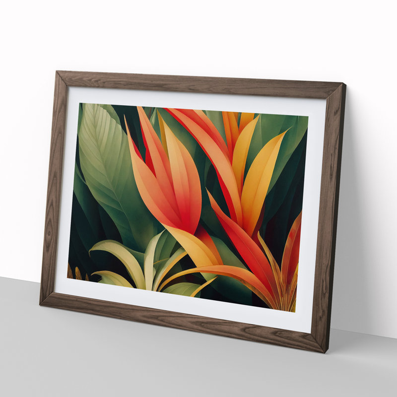 Evolving Tropical Flowers - Framed Print, 46cm H x 64cm W x 2cm D, Walnut