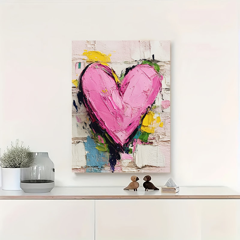 Impression sur toile "Bold Textured Pink Heart" - Urban Studio, 12 * 8 pouces (30 * 20 * 2cm)