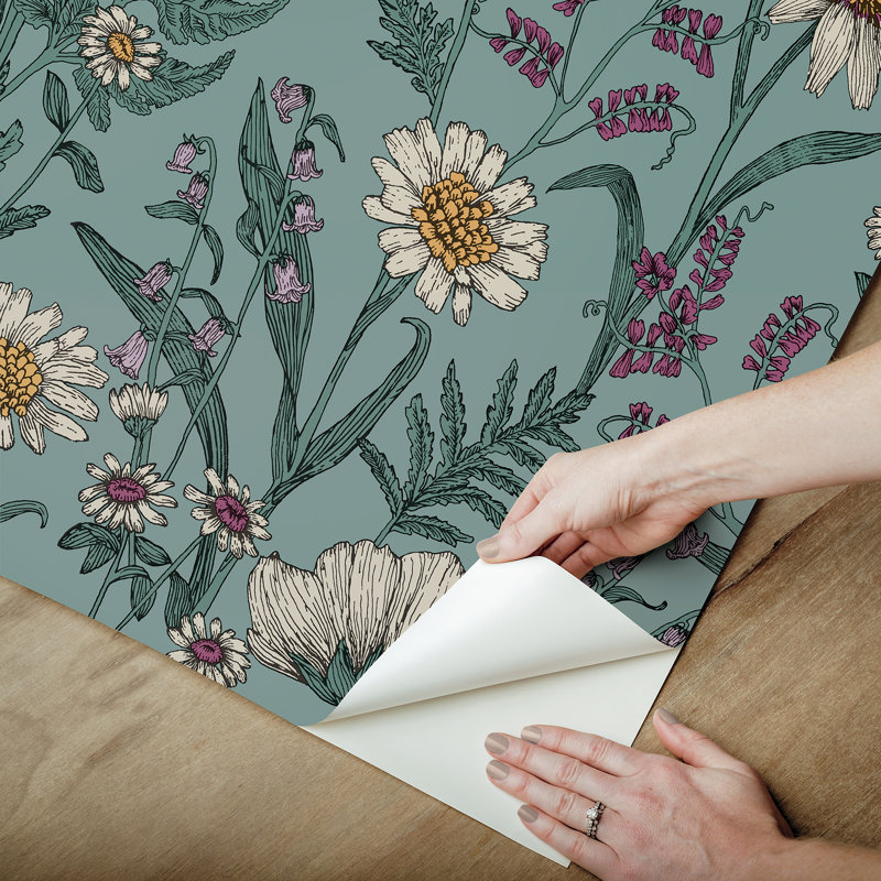 Spring Meadow Peel and Stick Wallpaper, Blue