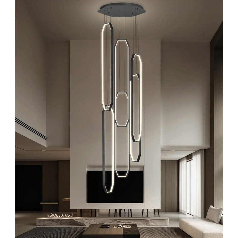 Lustre 6 lumières DEL, Matte Black, 138"