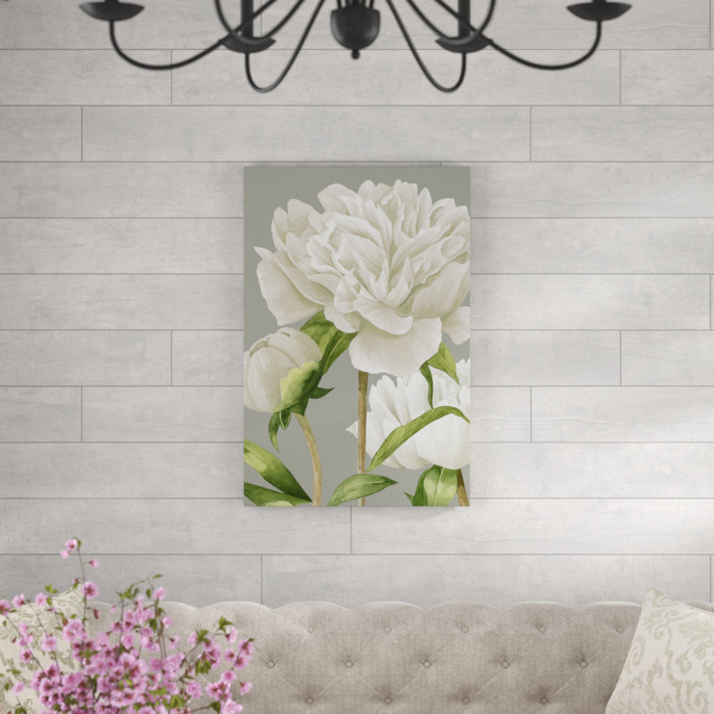 White Peonies II by Grace Popp - Painting, 76cm H x 51cm W, Wrapped Canvas