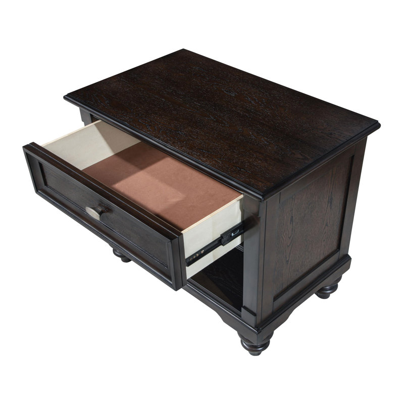 1-Drawer Nightstand Bedside Table Dark Oak