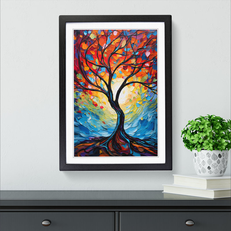 Tree Expressionism No.2 - Single Picture Frame Print on Wood, 64cm H x 46cm W, Black Framed