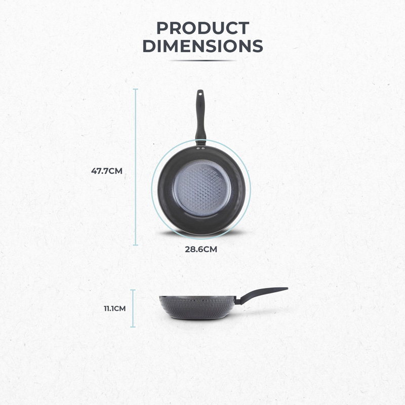 Tower T900134 Diamo Wok with Black Diamond Ceramic Non-Stick Coating and Softtex Handle, Aluminium, 28cm, Black