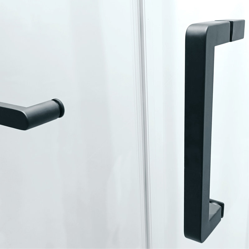 56-60"W X 75"H Semi-Frame Single Sliding Shower Door, 304 Stainless Steel, 5/16" (8Mm) Thick SGCC Tempered Clear Glass.