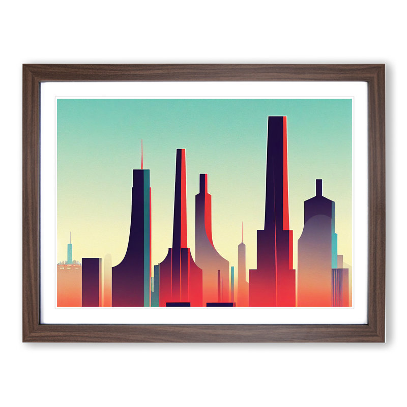 City Skyline Vol.1 - Framed Print, 46cm H x 64cm W x 2cm D, Walnut Framed