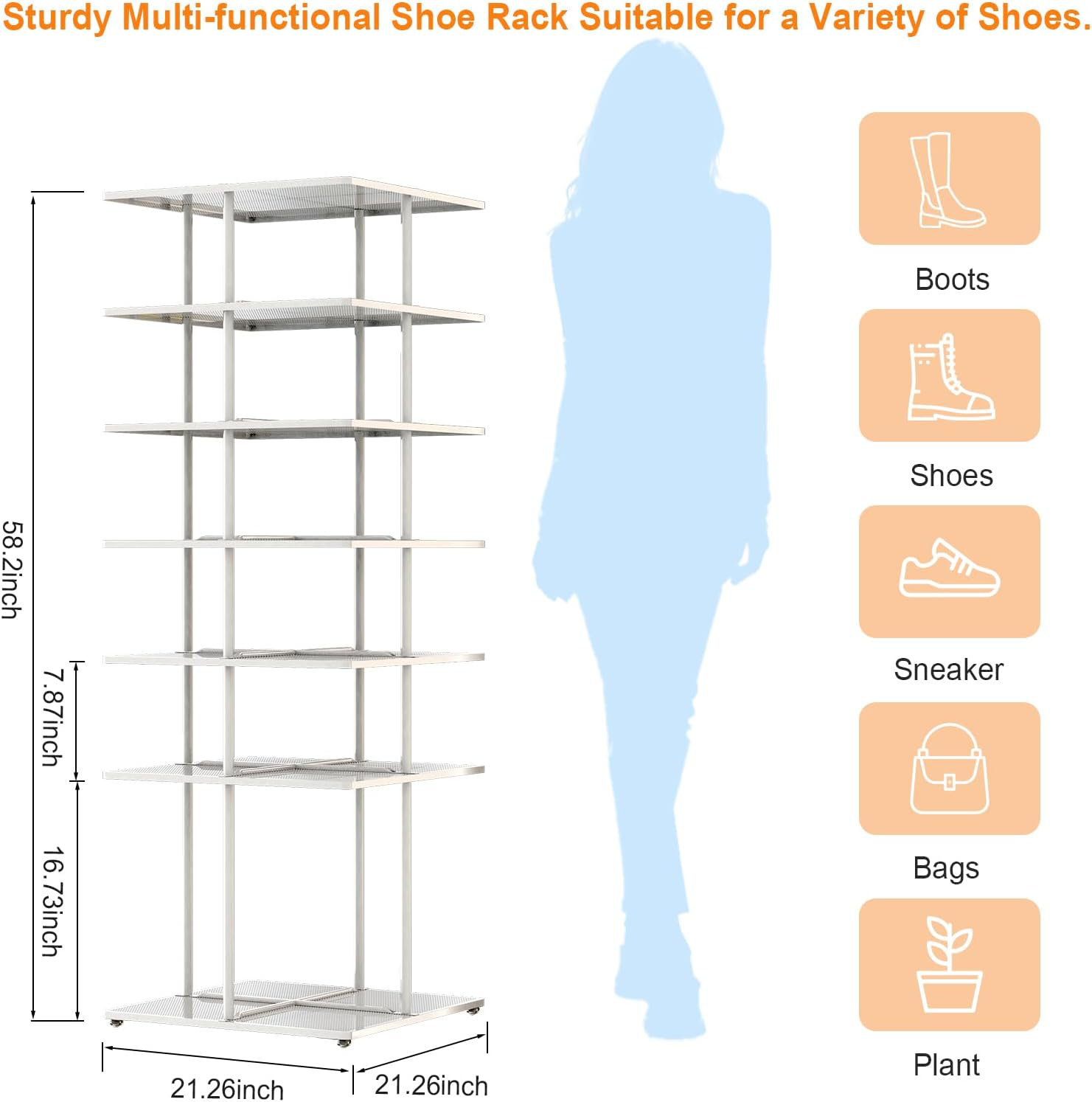 Revolving Design Rebrilliant Heavy-Duty All-Metal 7-Tier Rotating Shoe Rack With 360 ...