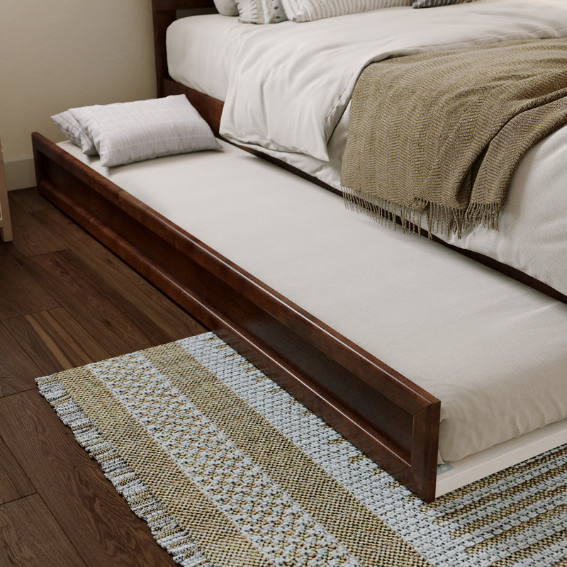 Lit gigogne en bois massif Sanvir, Simple TG, Noyer